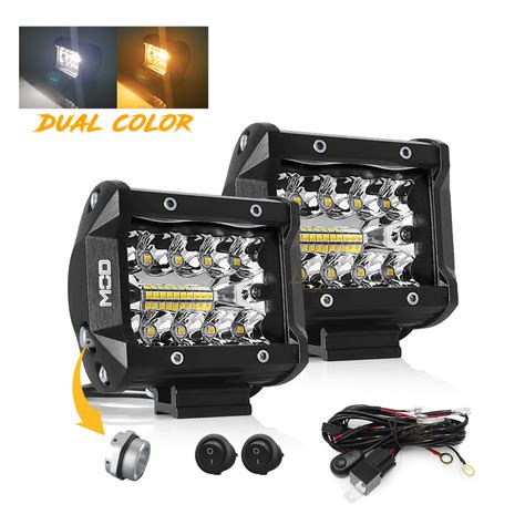 Farol Dual Color 60w Combo Neblina Milha C Chicote Completo 4x4sc