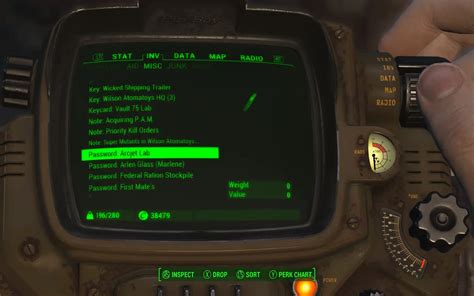 how to open inventory in fallout 4