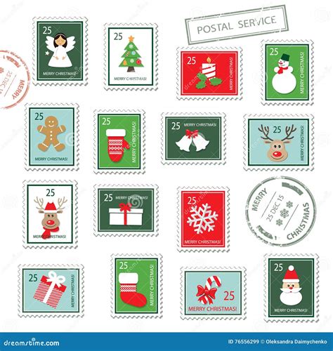 Sellos Postales De La Navidad Fijados Stock De Ilustraci N