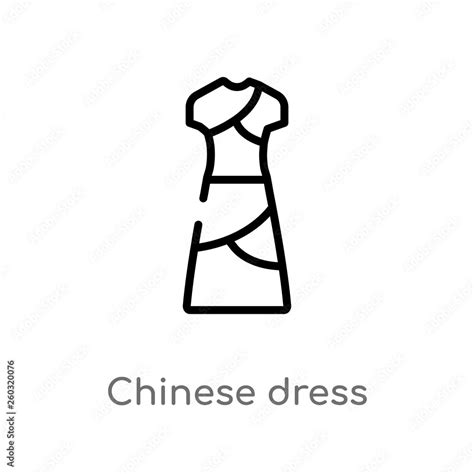 Vecteur Stock Outline Chinese Dress Vector Icon Isolated Black Simple