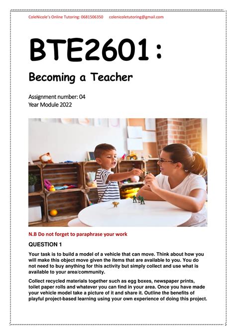 Bte Assignment Answers Bte Becoming A Teacher