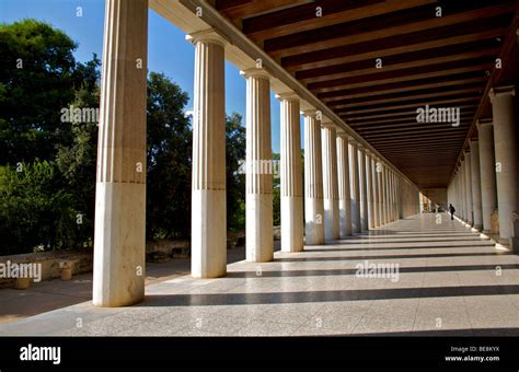 The reconstructed Stoa of Attalos which now houses the Agora museum in ...