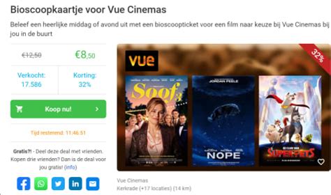 Bioscoopkaartje Voor Vue Cinemas Voor Dmv Code Bij Social Deal