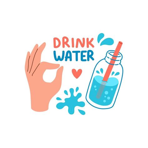 Drink more water quote flat design vector illustration 10253437 Vector ...