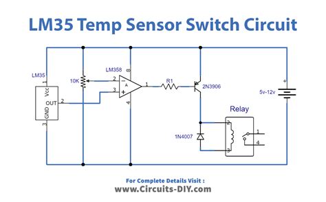 Lm35 Temperature Sensor Switch With Ic Lm358