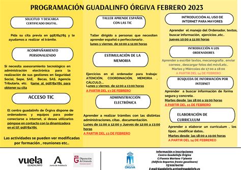 Próximas actividades Guadalinfo Ayuntamiento de Órgiva