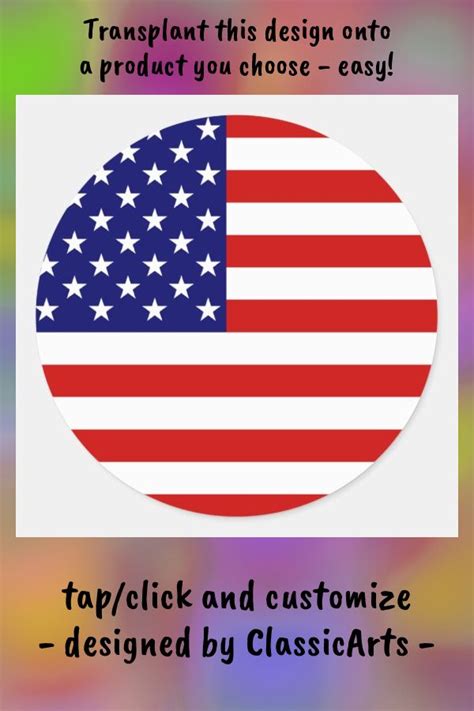 USA flag Classic Round Sticker | Zazzle in 2022 | Round stickers ...