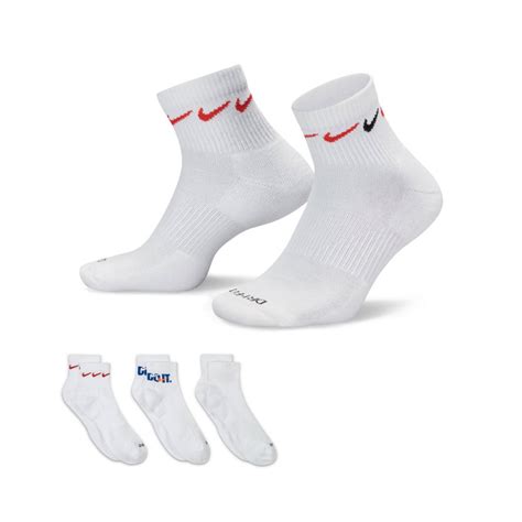 Meias Nike Everyday Plus Cushioned Crew 3 Pares White Red WhiteTotal