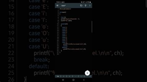 Check If Input Character Is A Vowel Using Switch Case In C