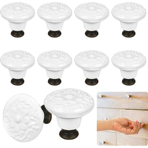 12 Pcs Boutons de Porte Céramique Boutons de Tiroir 34mm Boutons de