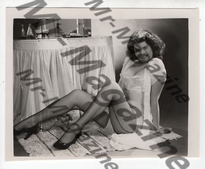Vintage Risqué Pinup B W x Sexy Cheesecake Brunette Fishnet Stockings XA eBay