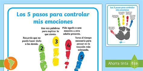 Poster 5 pasos para controlar mis emociones Guía de trabajo