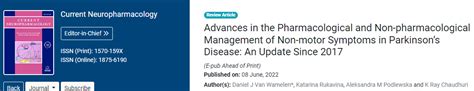 Advances In The Pharmacological And Non Pharmacological Management Of