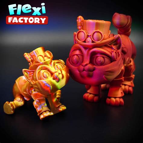 Stl File Flexi Factory Print In Place Steampunk Cat Mf D Print