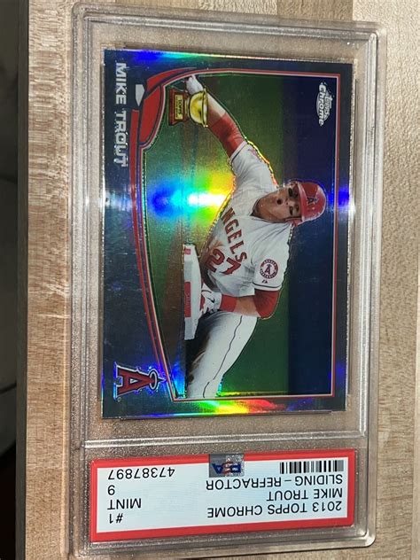 2013 Topps Chrome Mike Trout Sliding Refractor Rookie PSA 9 EBay