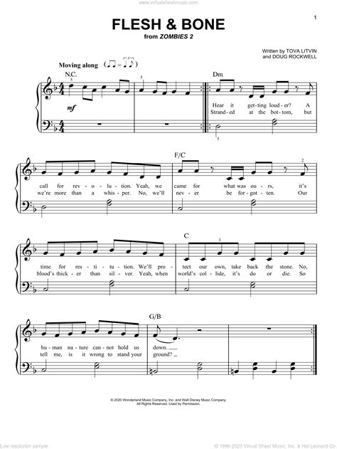 Flesh And Bone From Disney S Zombies Sheet Music For Piano Solo