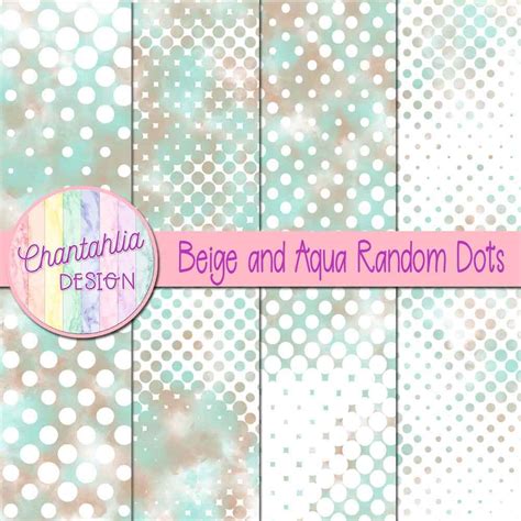 Free Beige And Aqua Digital Papers With Random Dots Designs