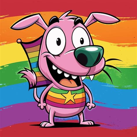 Un Perro De Dibujos Animados Con Una Camisa De Arco Iris Y Un Fondo De