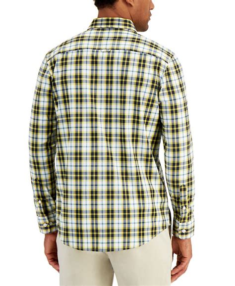 Club Room Mens Nylon Wicking Performance Stretch Plaid Shirt Created