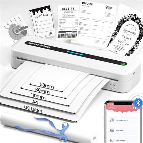 Omezizy Portable Printer A4 M832 Thermal Printer Wireless Inkless