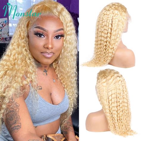 Monstar 613 Blonde Lace Front Wig 13x4 Transparent Malaysian Deep Wave