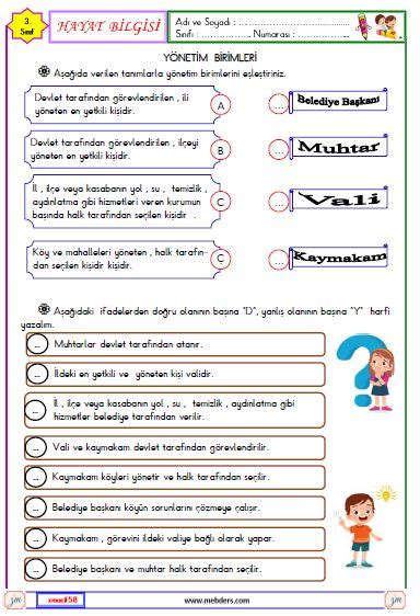 S N F Hayat Bilgisi Y Netim Birimleri Etkinli I Meb Ders