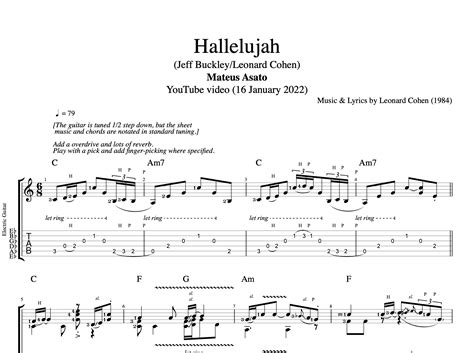 Hallelujah Jeff Buckley Leonard Cohen · Mateus Asato Guitar Tab Sheet Music Chords