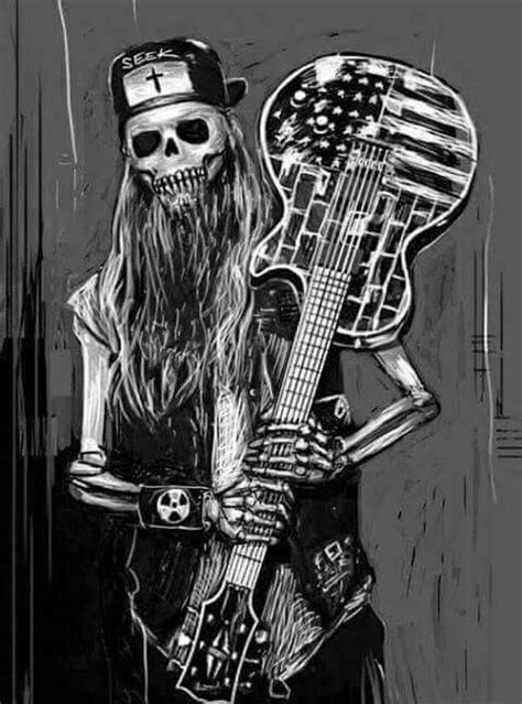 Skull With Guitar Skull Art Heavy Metal Art Art