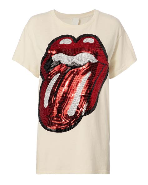 Madeworn Rolling Stones Sequin Logo Tee In White Lyst