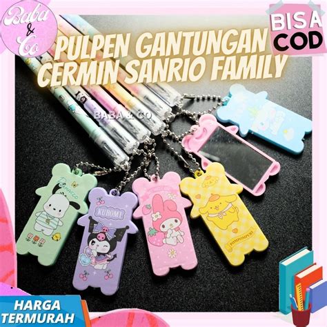 Jual PULPEN CERMIN SANRIO PEN GANTUNGAN CERMIN SANRIO LUCU UNIK MURAH