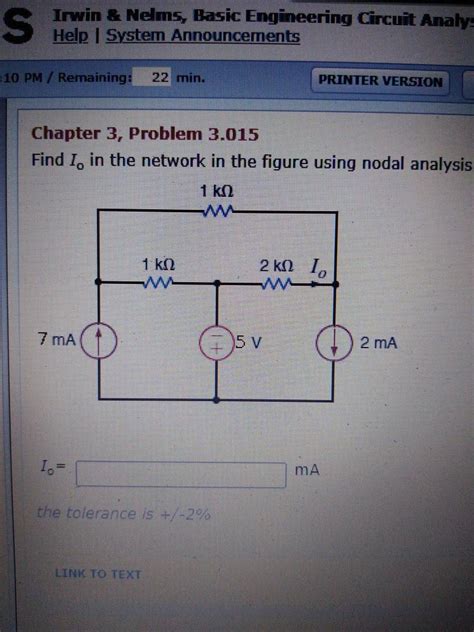 Solved S Irwin Nelms Basic Engineering Circuit Analy Chegg