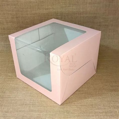 500 Gram Cake Box With Window L Shape 8x8x8 Pink Color At Rs 26 Piece