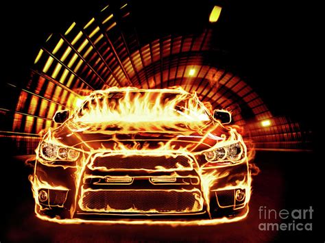 Sports Car in Flames Photograph by Maxim Images Exquisite Prints - Pixels