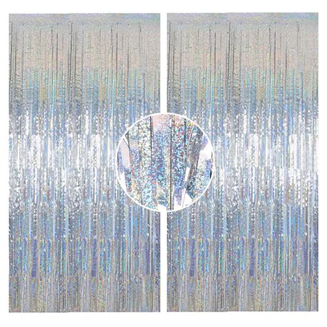 Buy KALOR 2 Pack Silver Foil Fringe Curtain 3 2 Ft X 8 2 Ft Metallic