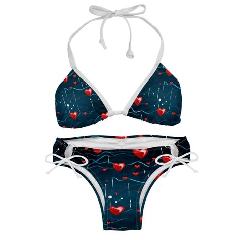 Valentine S Day Love ECG Swim Wear Bikini Set With Detachable Sponge