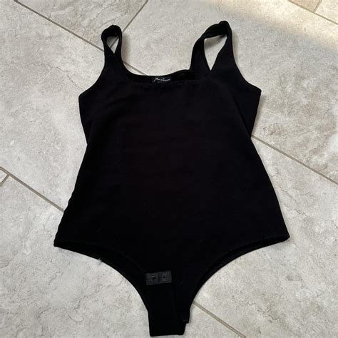 Skin Tight Black Body Suit Skims Square Neck Depop