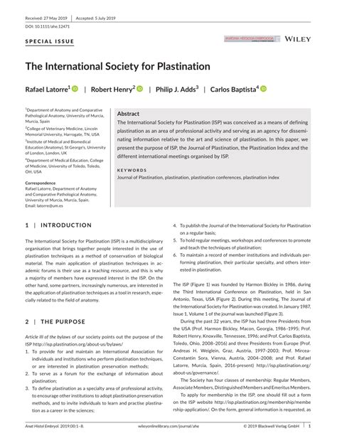 Pdf The International Society For Plastination