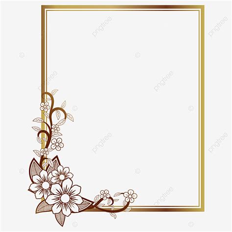 Bordure Dorée Du Thème Floral Sur Fond Transparent PNG Invitation De