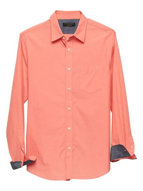 Slim Fit Soft Wash Orange Shirt Banana Republic Factory