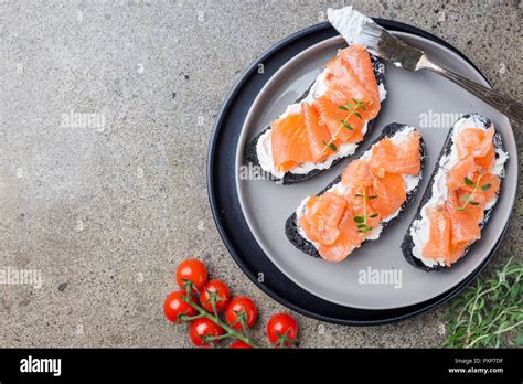 salmon sandwich with cream cheese Stock Photo - Alamy