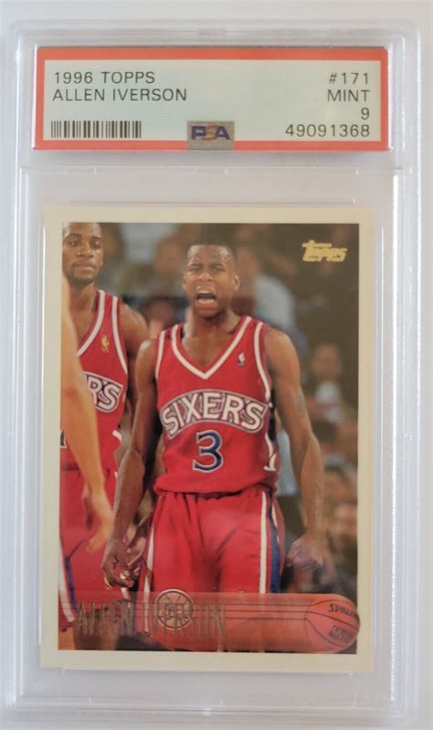 Topps Allen Iverson Rookie Card Rc Hall Of Fame Psa Mint Ebay