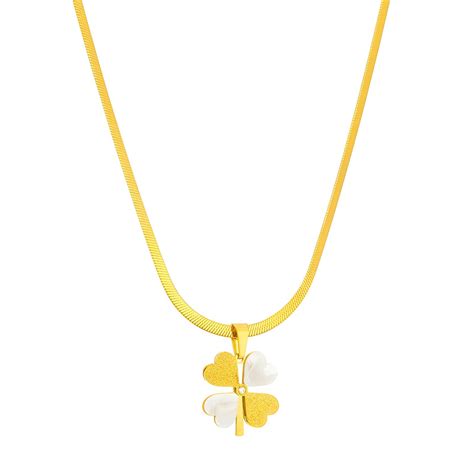 18K Gold Plated Stainless Steel Four Leaf Clover Necklace Intensity