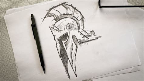 How To Draw A Spartan Helmet Drawing A Ancient Greek Helmet Easy