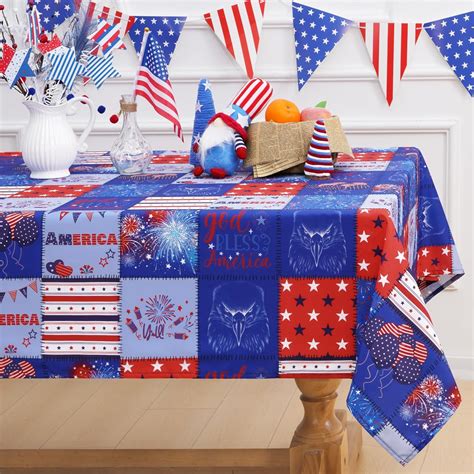 Amazon ASPMIZ 4th Of July Tablecloth Plaid Independence Day Table