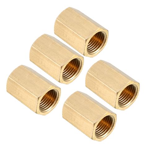 Brass Pipe Fitting Coupling 1 8 PT Female Thread Hex Adapter 5pcs