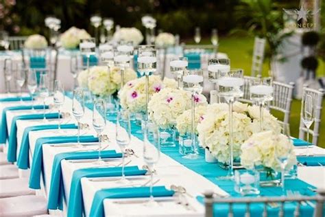 Turquoise Wedding Reception Tablescape Inspiration Blue Themed