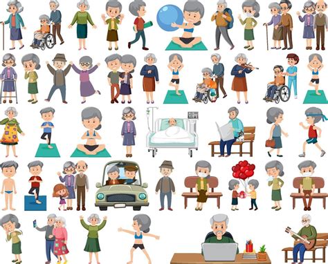 Collection Of Elderly People Icons 13426863 Vector Art At Vecteezy