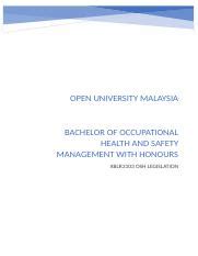 Assignment Osh Legislation Complete Docx A Open University Malaysia