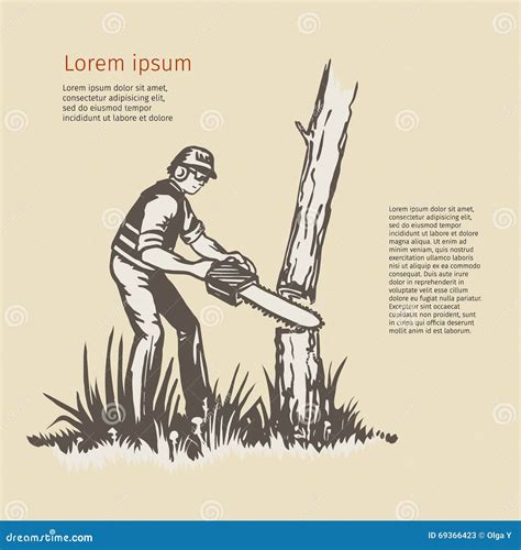 Illustration Of A Tree Surgeon Arborist Trimmer Pruner Cutting With