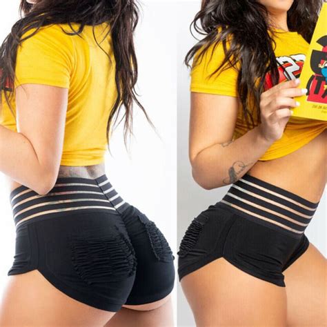 Women Hot Yoga Shorts Butt Lift High Waist Fitness Running Sports Gym Short Pant Ebay